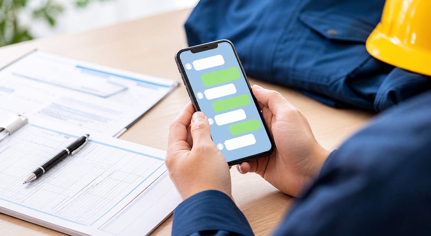 スマートフォンで求人相談をしている様子